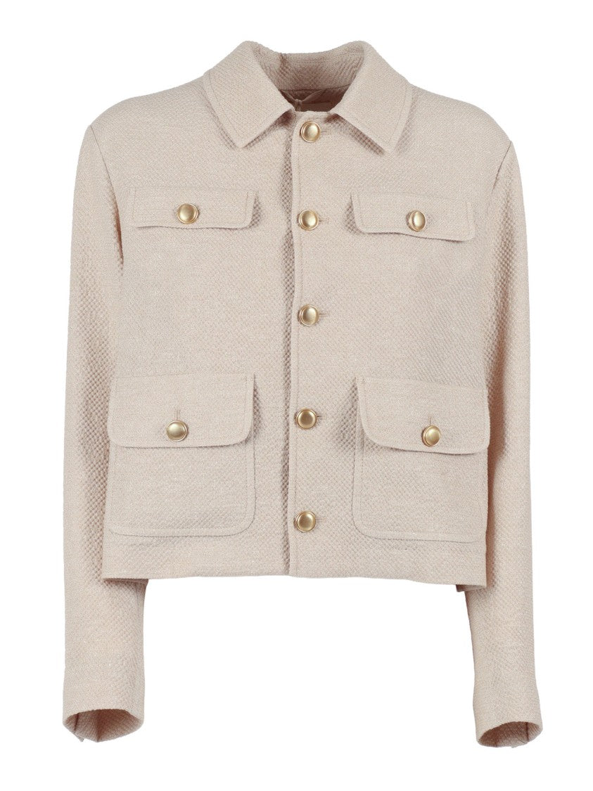 Circolo 1901 Cropped Linen Cotton Flap Jacket