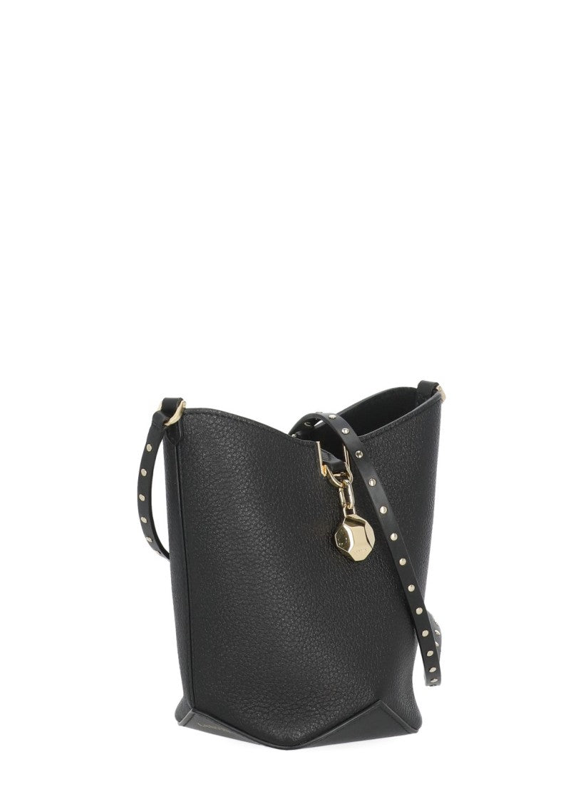 Lanvin Textured Leather Bucket Bag With Studded Shoulder Strap