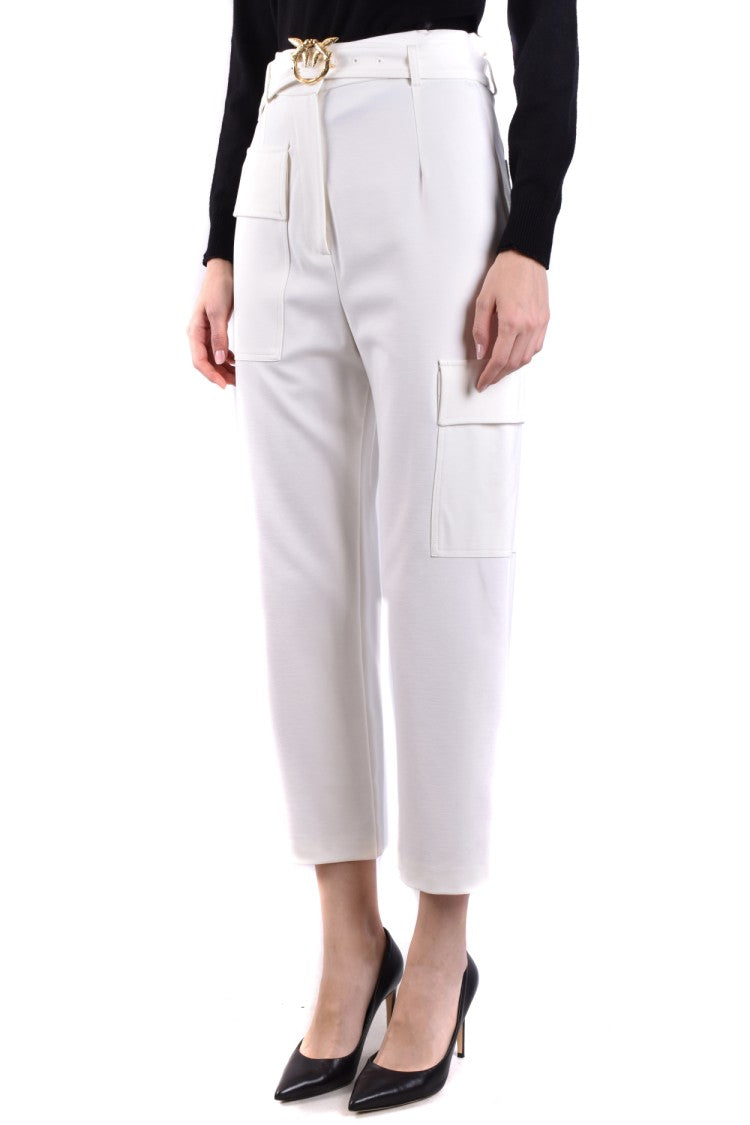 Pinko Cropped Wide-Leg Trousers Metallic Buckle Belt