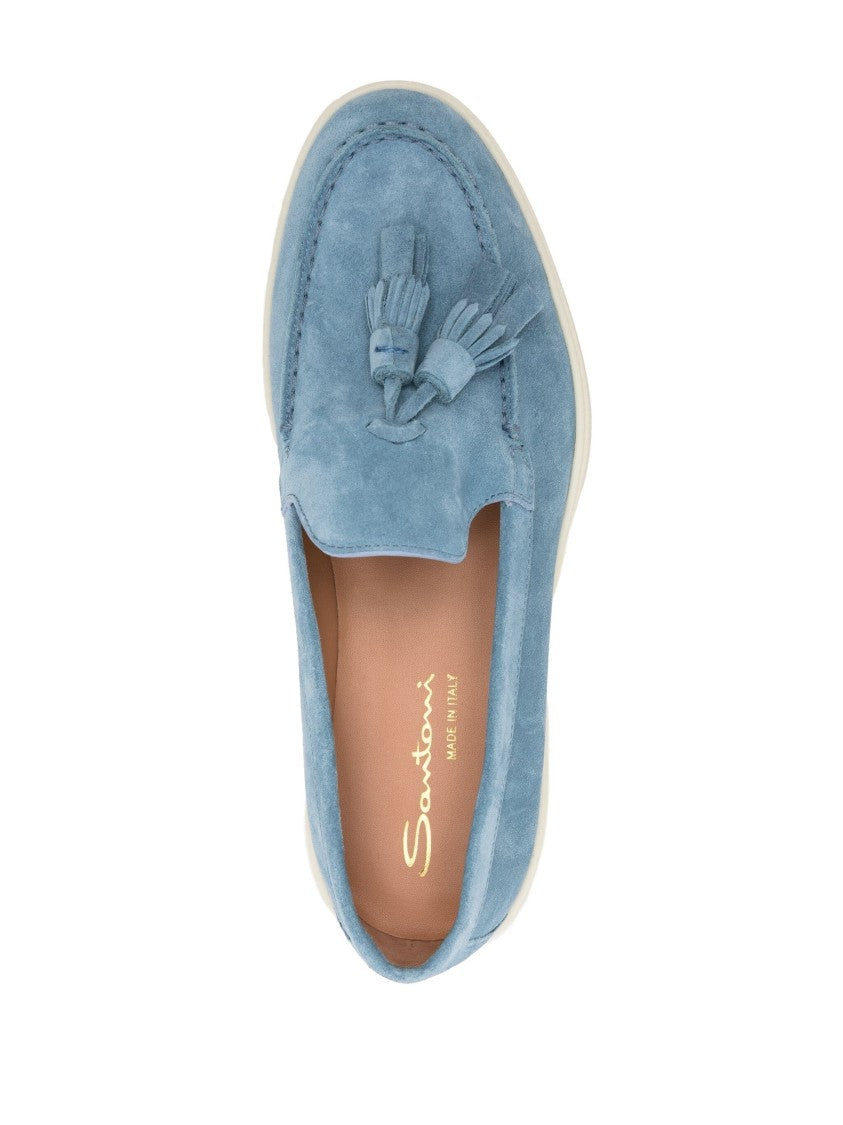 Santoni Blue Suede Loafers