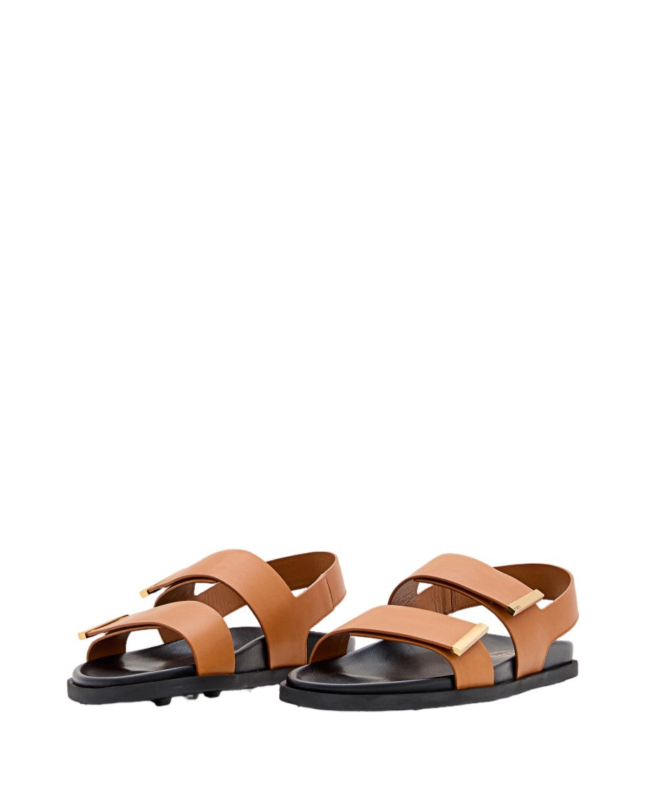 Tod's Flat Sandals With Adjustable Calfskin Straps And Skirt Sole