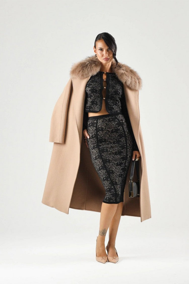 Elisabetta Franchi Black Lace-Effect Cropped Cardigan
