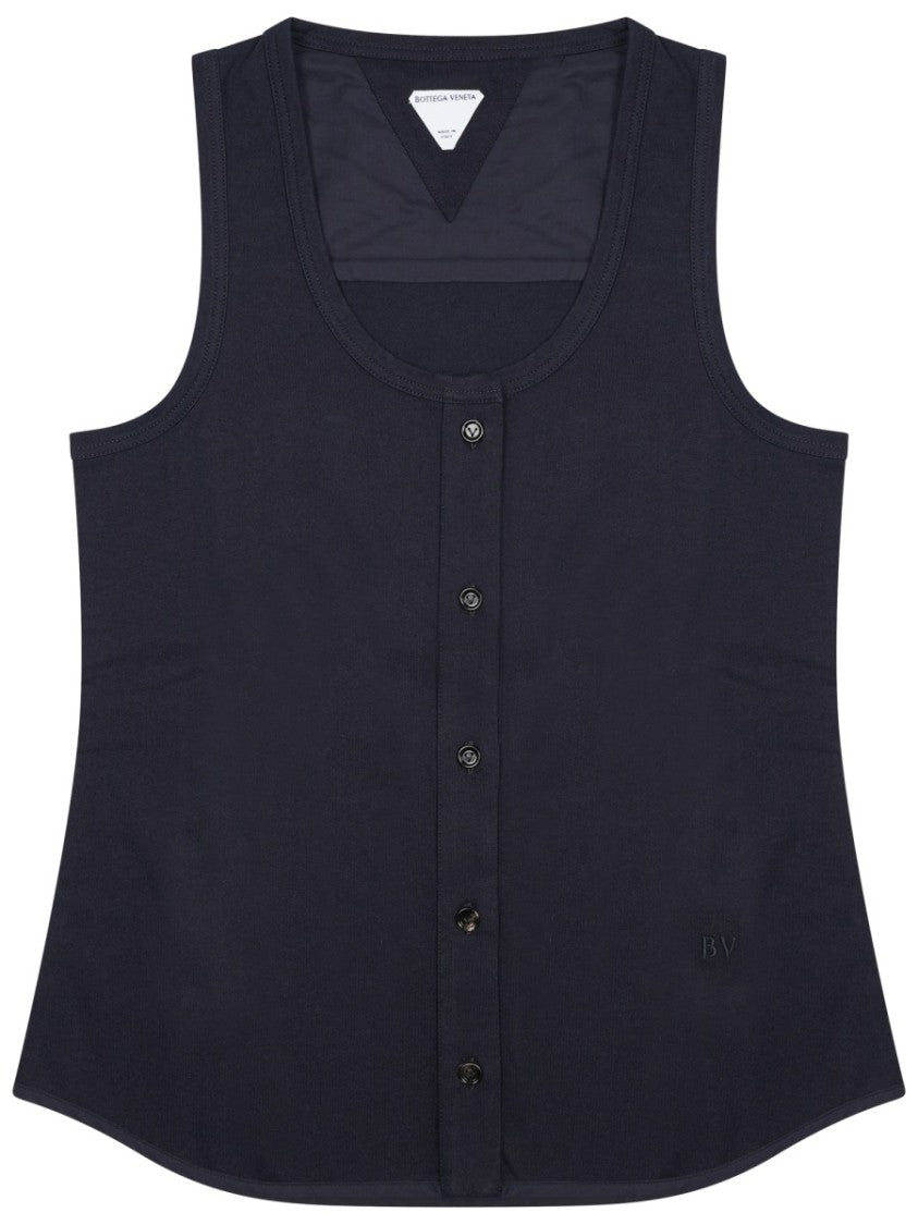 Bottega Veneta Scoop Neck Tank With Button Closure And Flared Hem