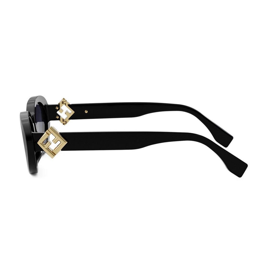 Fendi Black Ff Diamonds Acetate Oval Sunglasses
