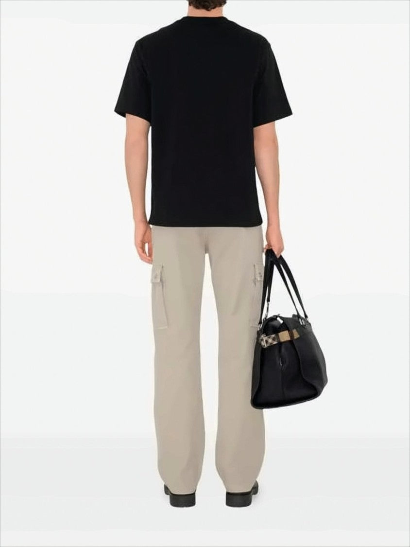 Burberry Short-Sleeve Black T-Shirt With Gold Crest Emblem