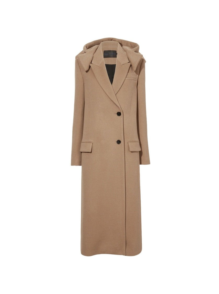 Proenza Schouler Reed Hooded Brushed Melange Wool Coat