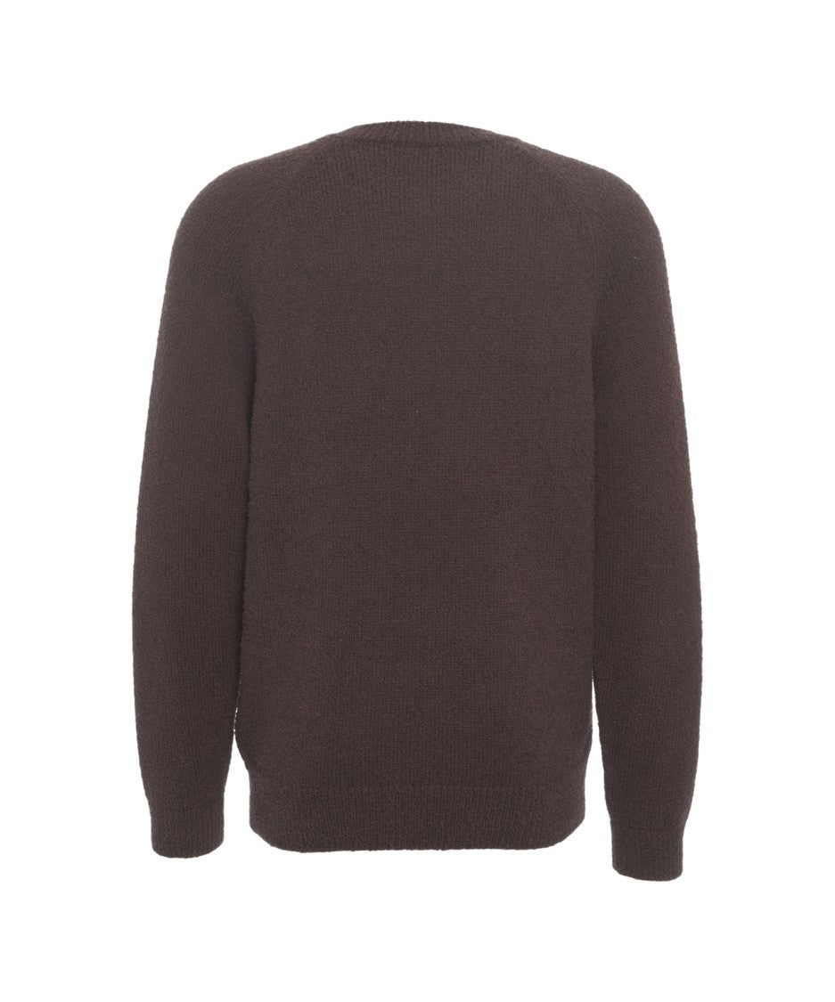 Closed Fine Textured Knit Pullover With Ribbed Details