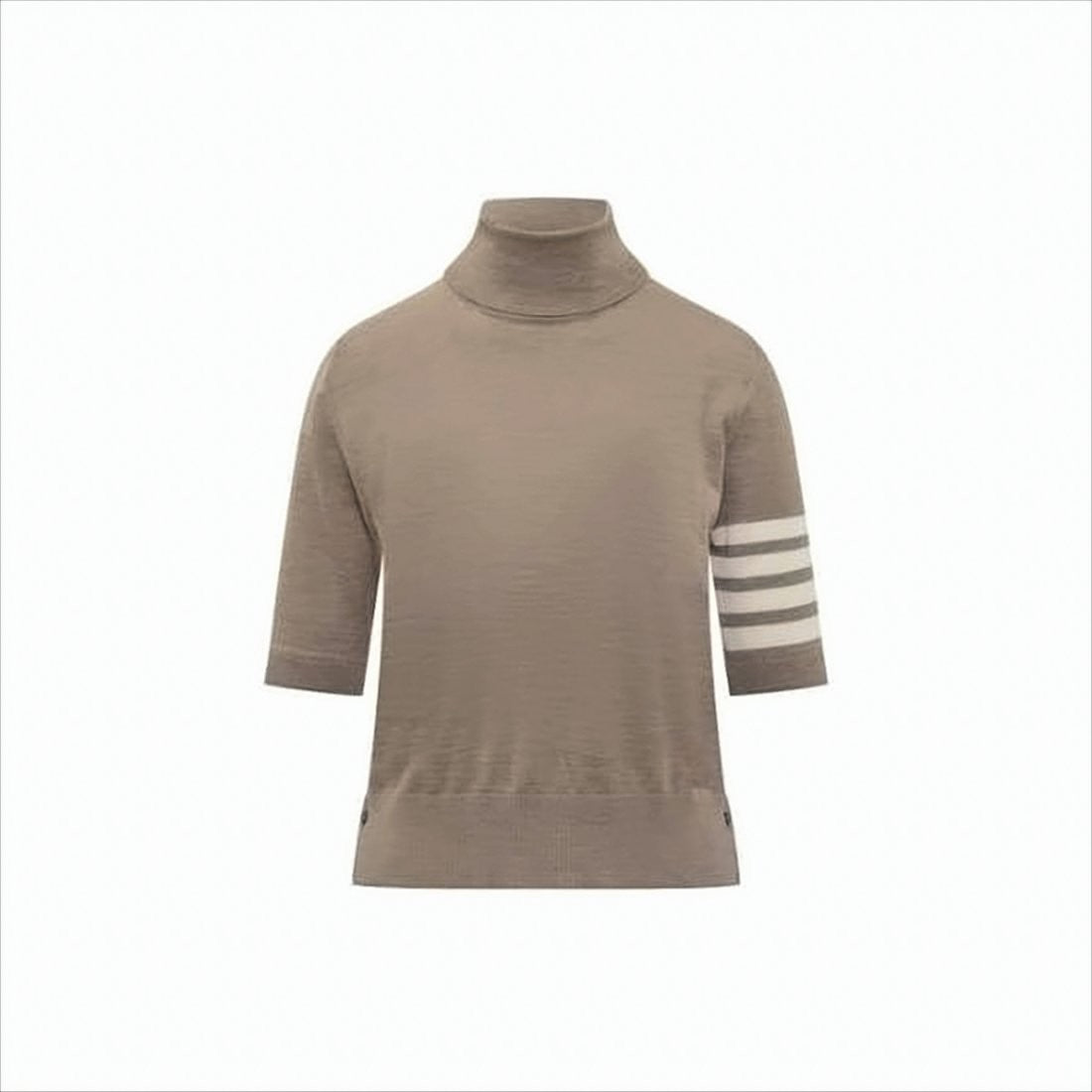 Thom Browne Short-Sleeved Turtleneck Sweater With Contrasting Stripes