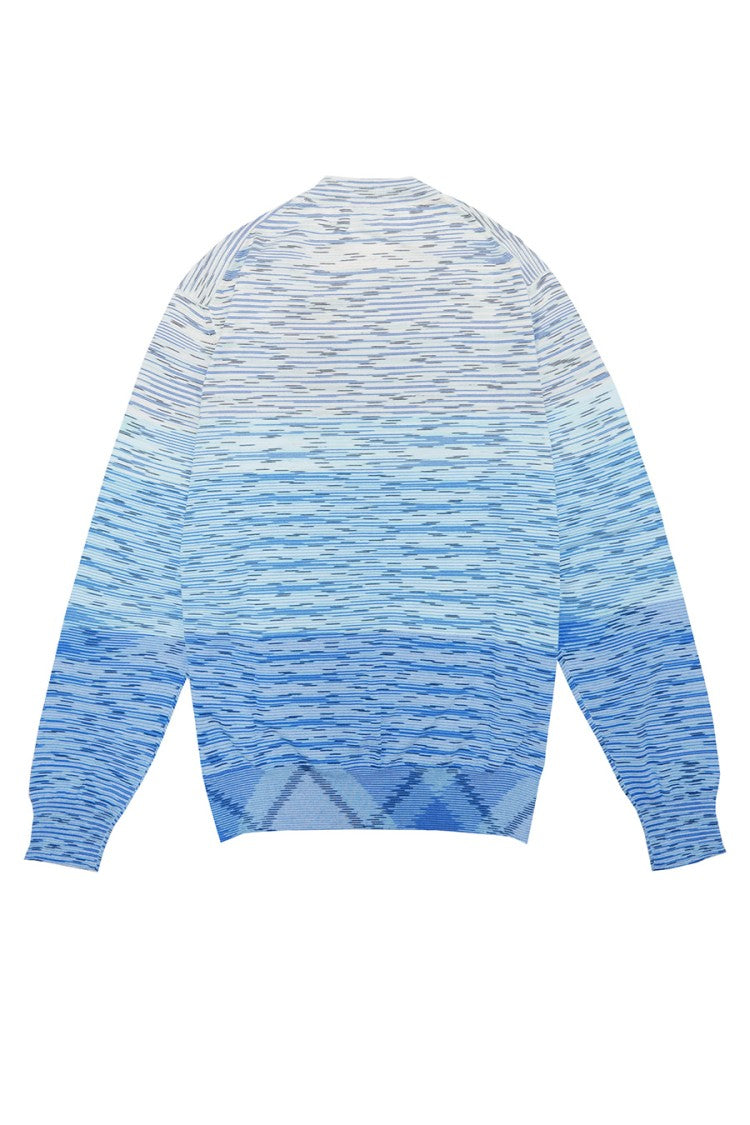 Missoni Blue Cotton Space-Dye Crewneck Sweater