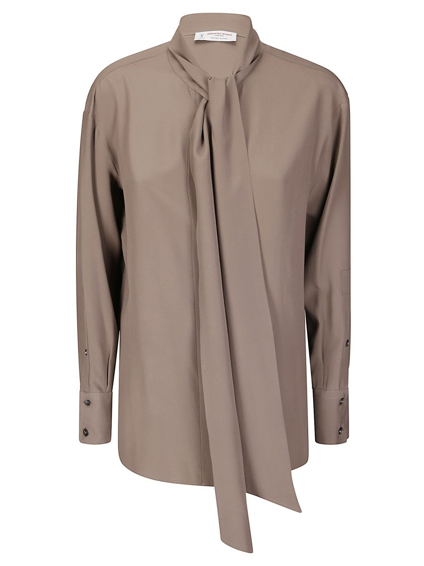 Alberto Biani Crew Neck Blouse With Flowing Tie