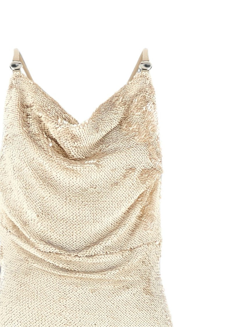 Coperni Sequin-Embellished Cowl Neck Floor-Length Dress