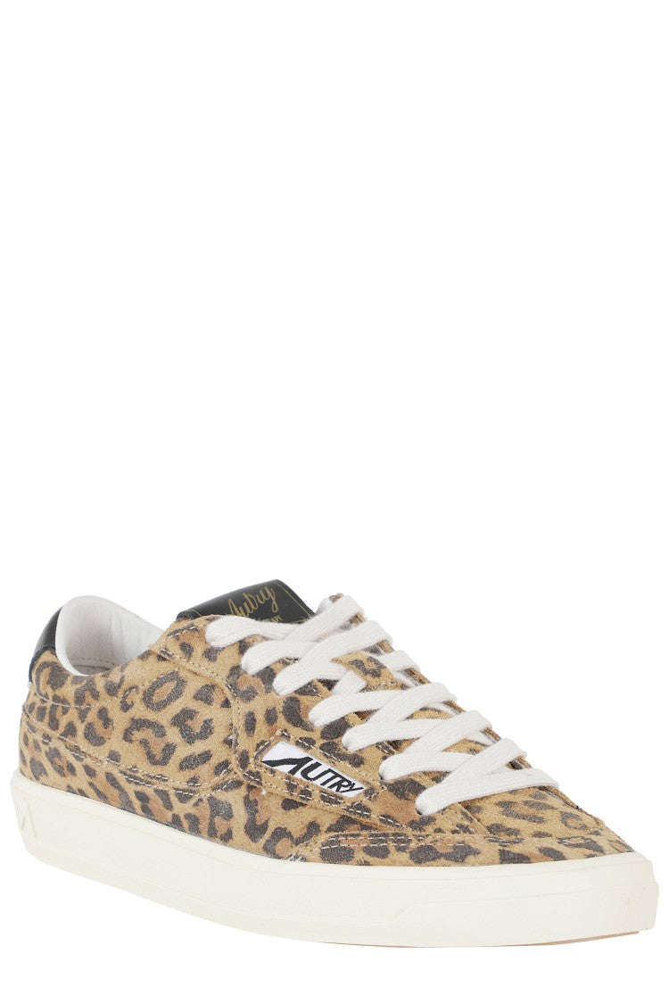 Autry Brown Windscape Low Leopard-Print Canvas Sneakers