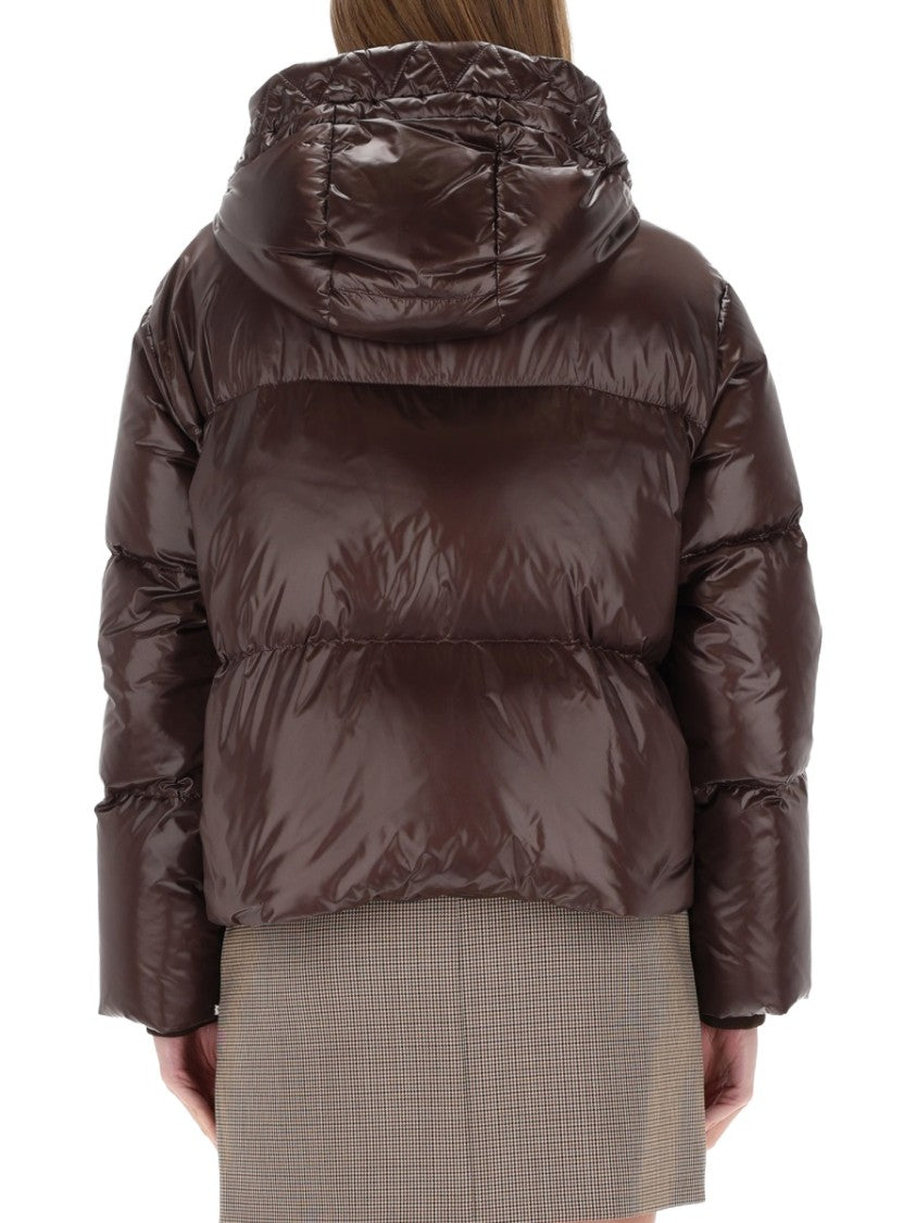 Fay Hooded Metallic Closure Down Jacket