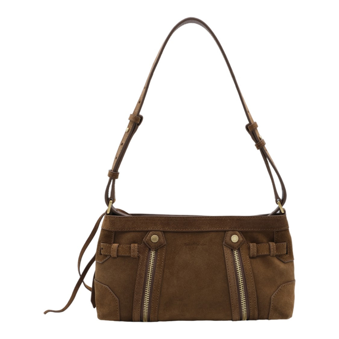 Zadig & Voltaire Rectangular Suede Shoulder Bag With Gold Wing Emblem