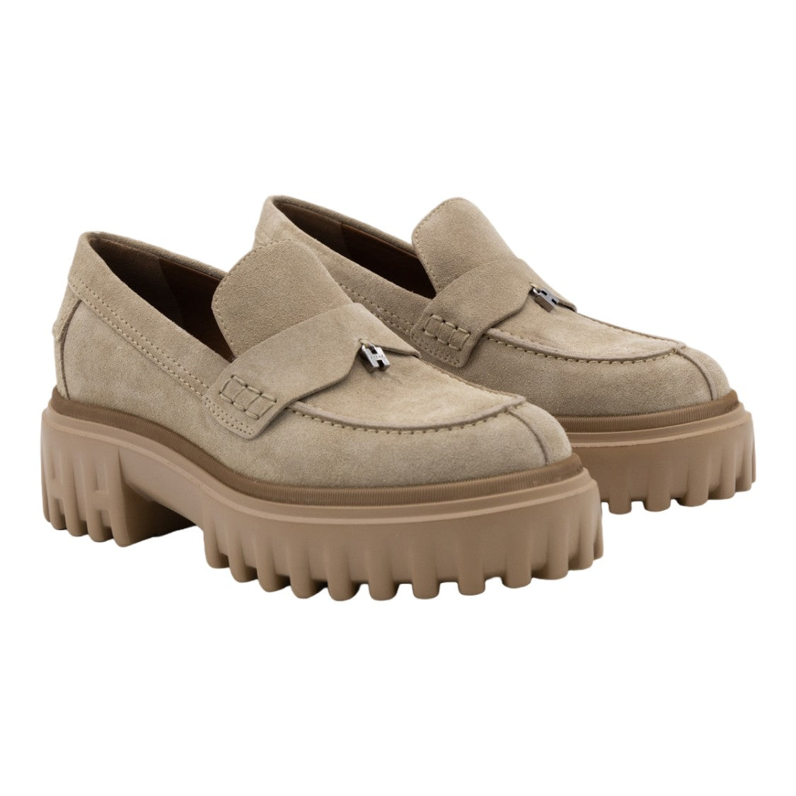 Hogan Chunky Sole Moccasin-Style Flats With Decorative Strap