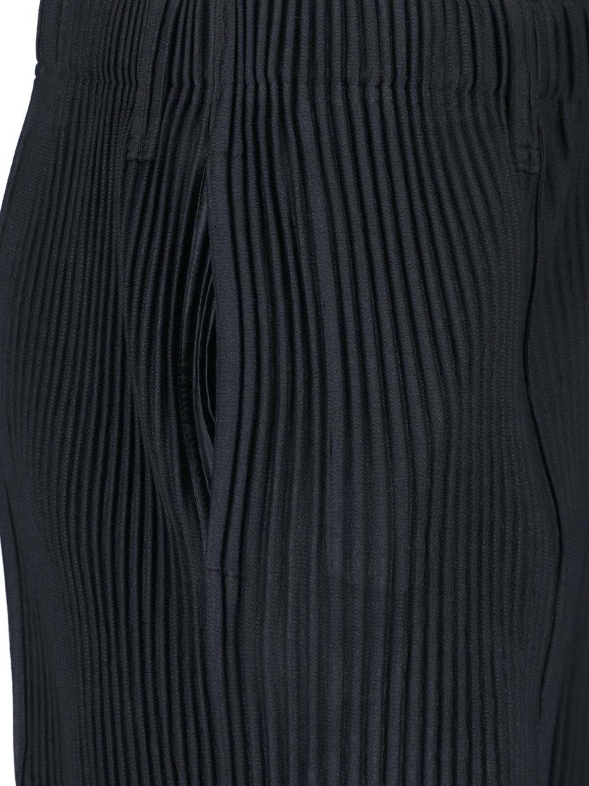 Homme Plissé Issey Miyake Black Pleated Elastic Waist Straight-Leg Pants