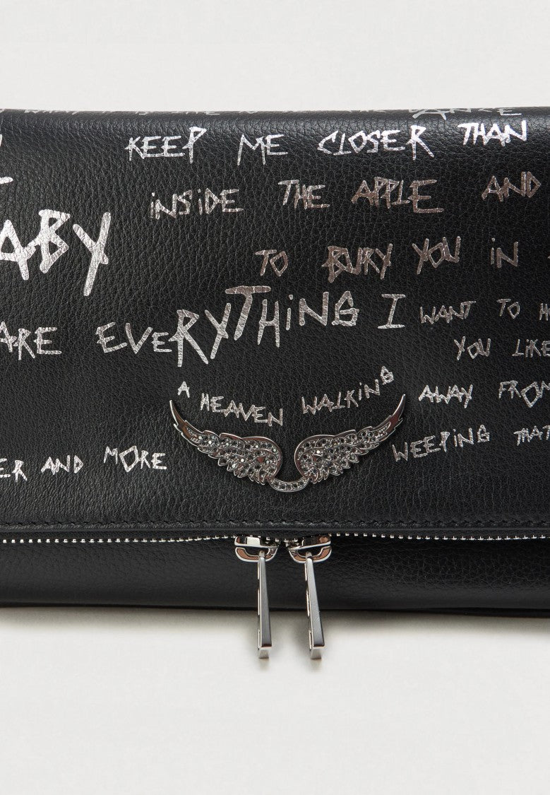 Zadig & Voltaire Black Rock Graffiti Compact Shoulder Bag