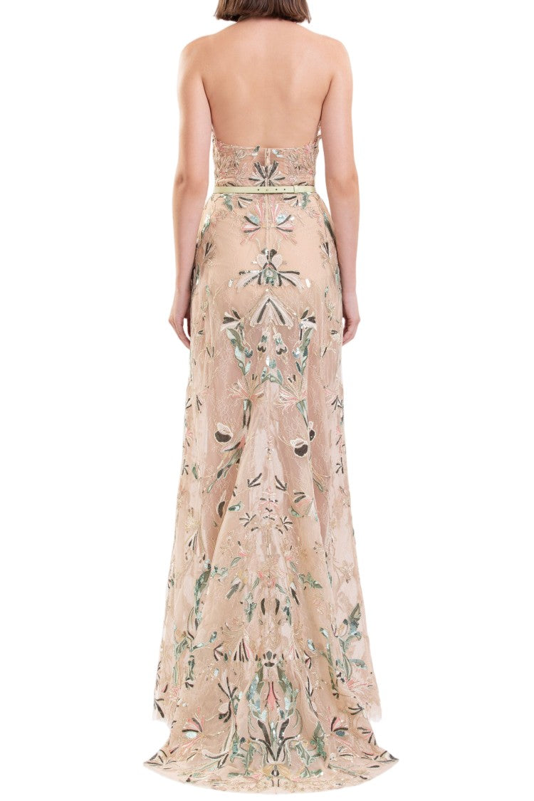 Saiid Kobeisy Halter-Neck Lace Dress With Intricate Dandelion Embroidery