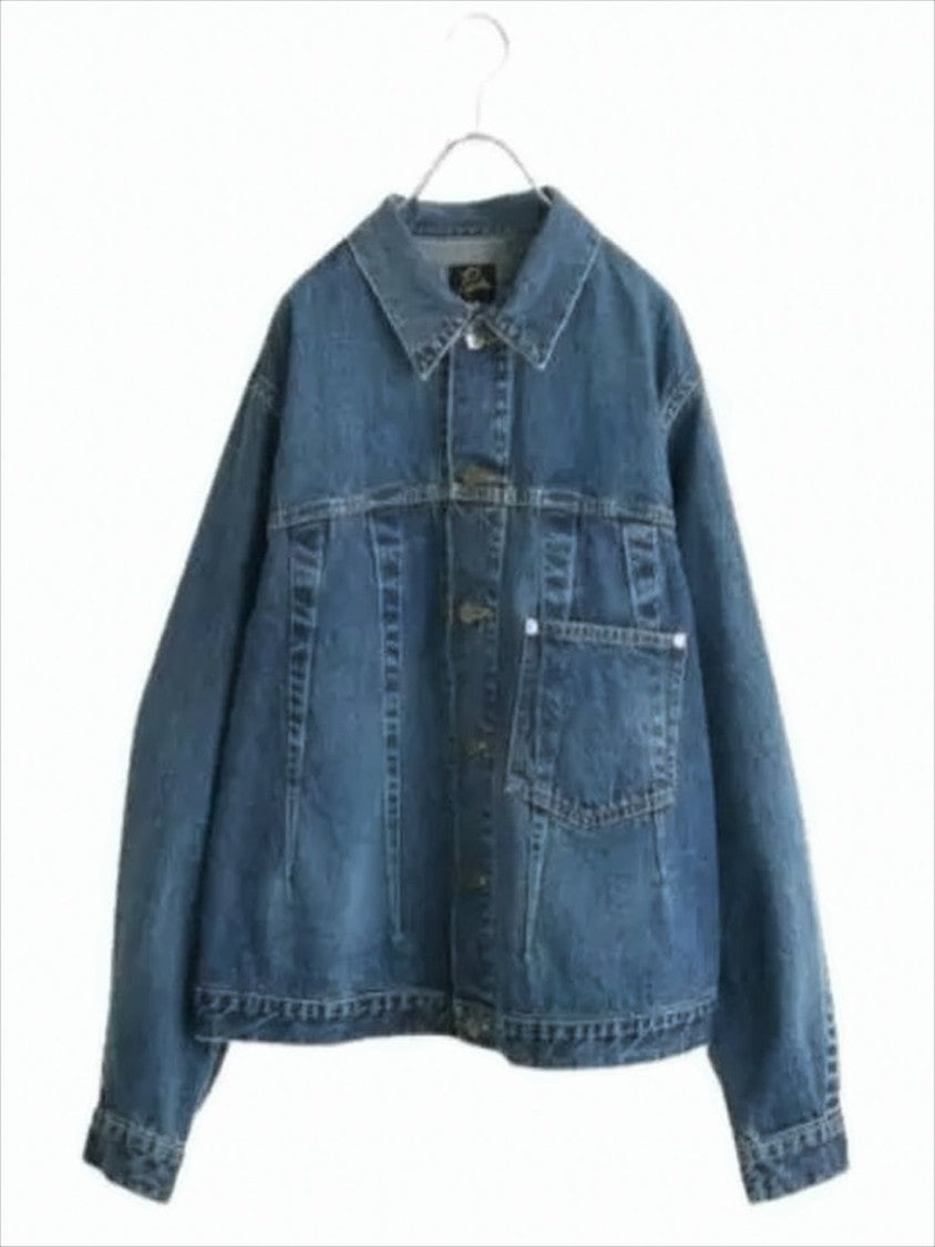 Needles Classic Blue Denim Shirt Jacket With Pointed Collar