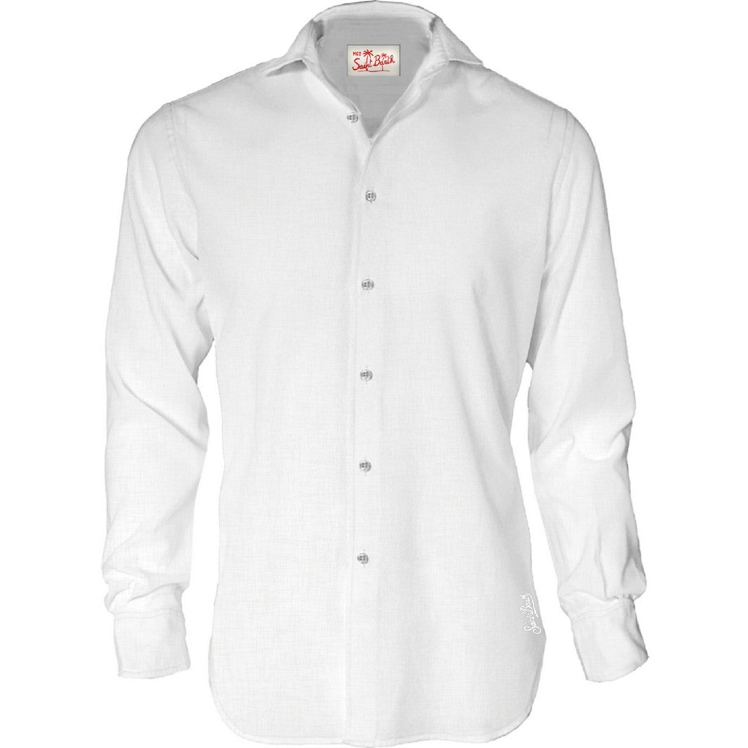 Mc2 Saint Barth Pamplona Solid Color Linen Men's Shirt