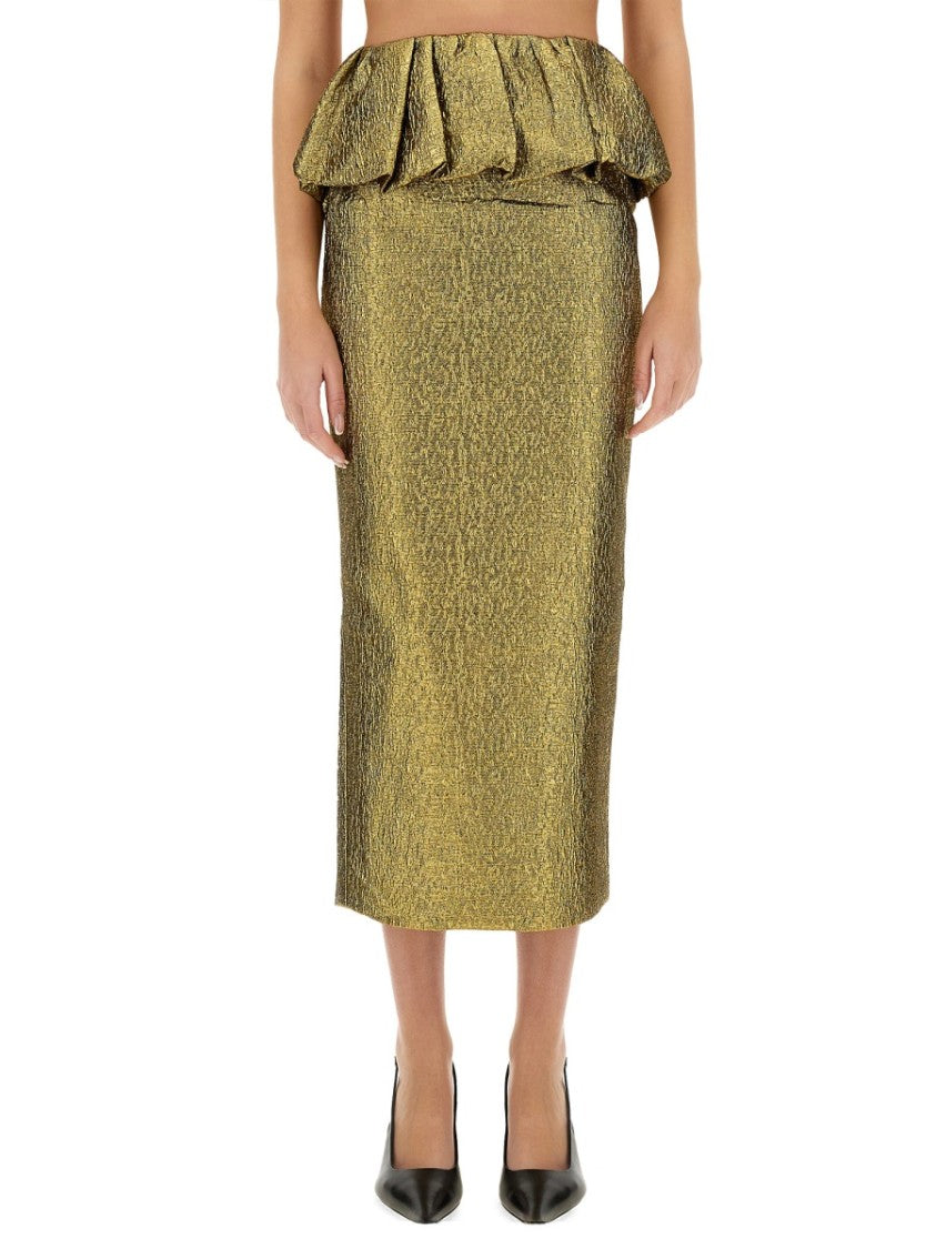 Self-Portrait Metallic Jacquard Midi Skirt