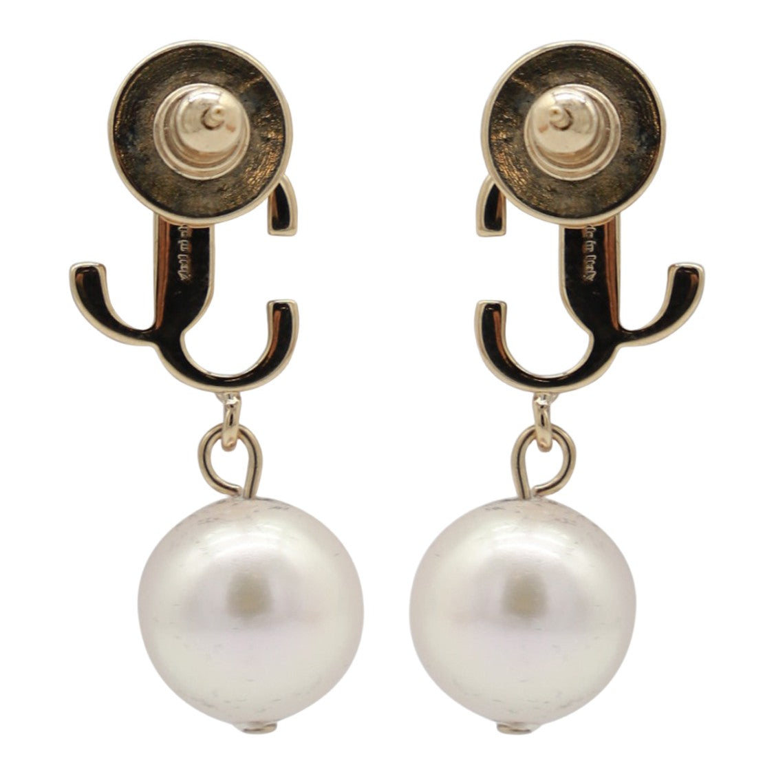 Jimmy Choo Polished Gold-Tone Metal Interlocking 'Jc' Motif Earrings