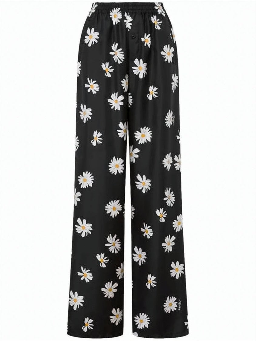 Moschino Wide-Leg Palazzo Pants With Daisy Floral Print