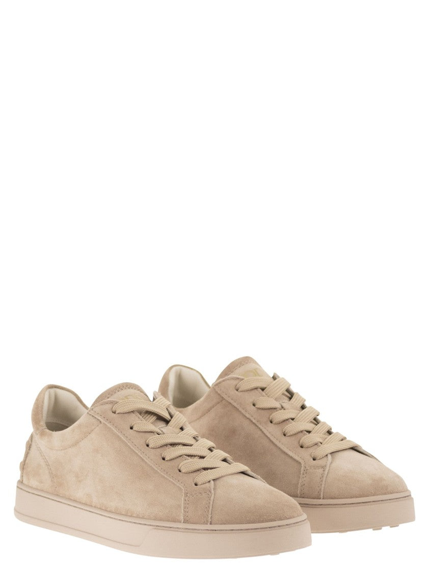 Tod's Soft Suede Calfskin Sneakers With Rubber Details