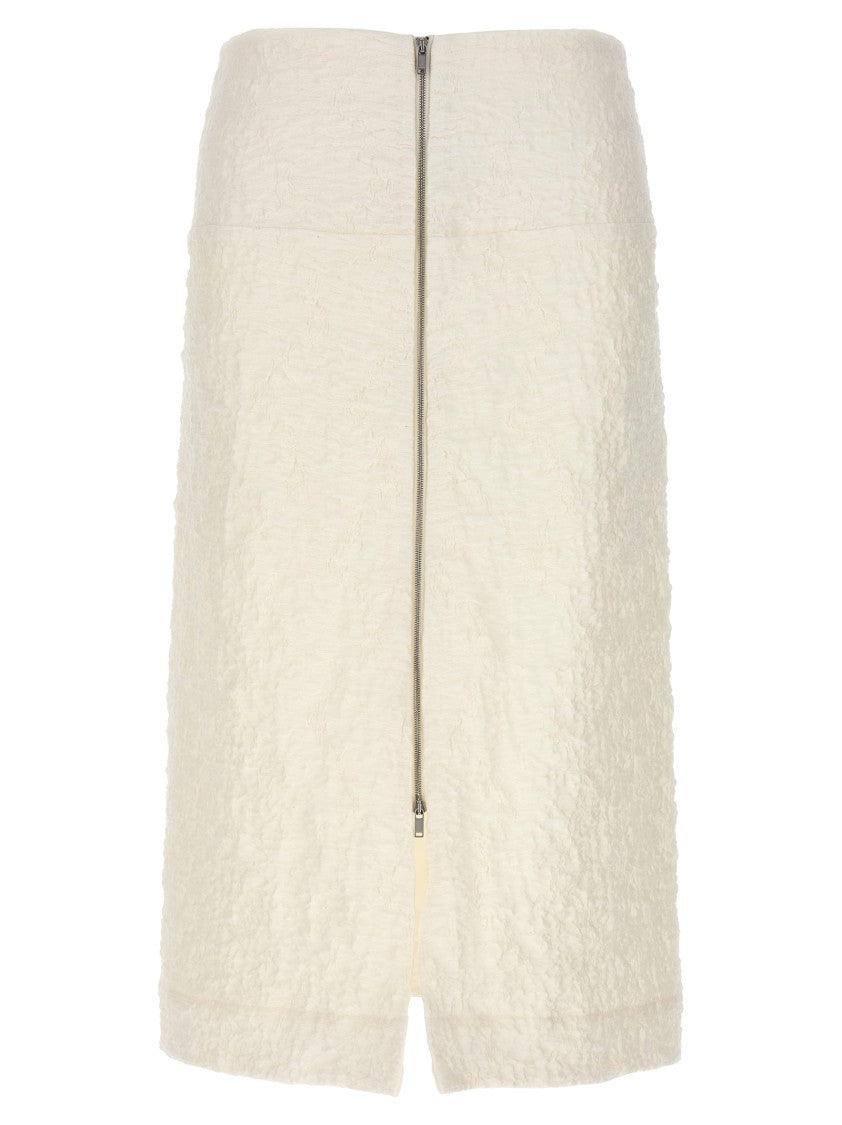 Jil Sander Textured Cotton Skirt With Front Zip Closure