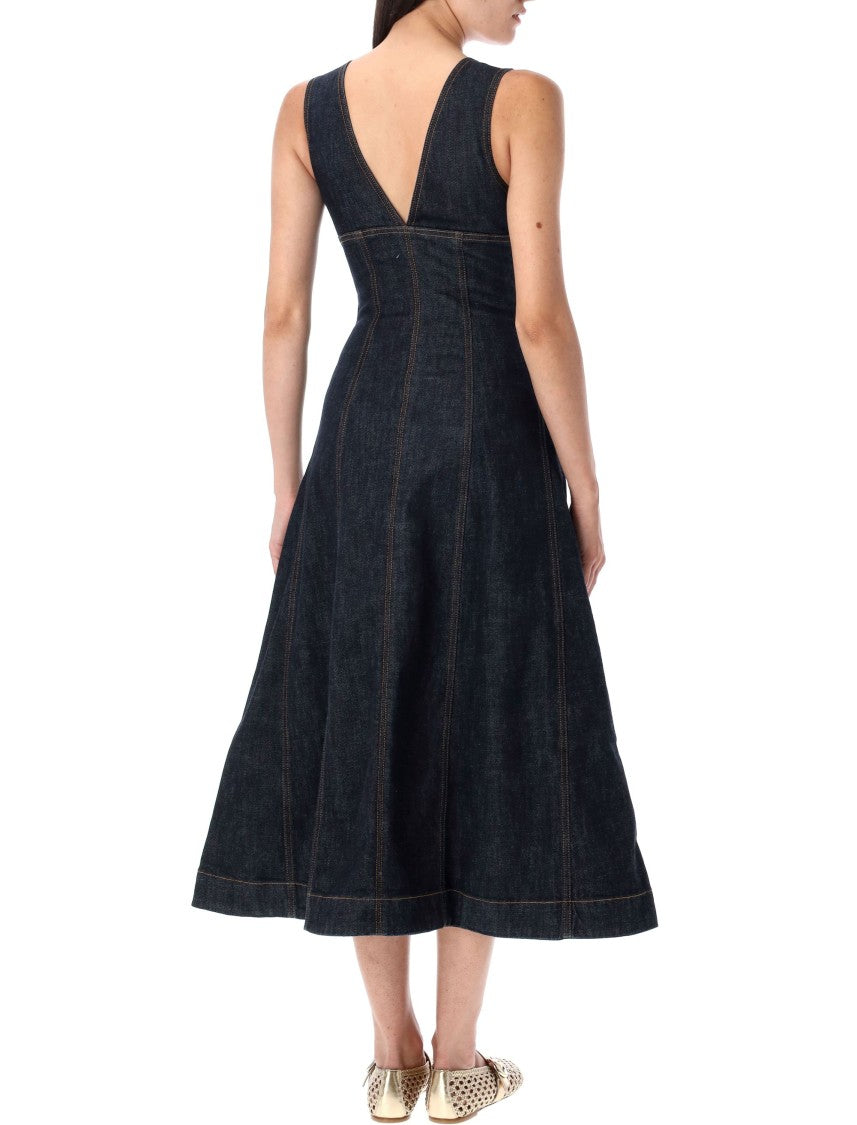 Self-Portrait Denim Long Dress