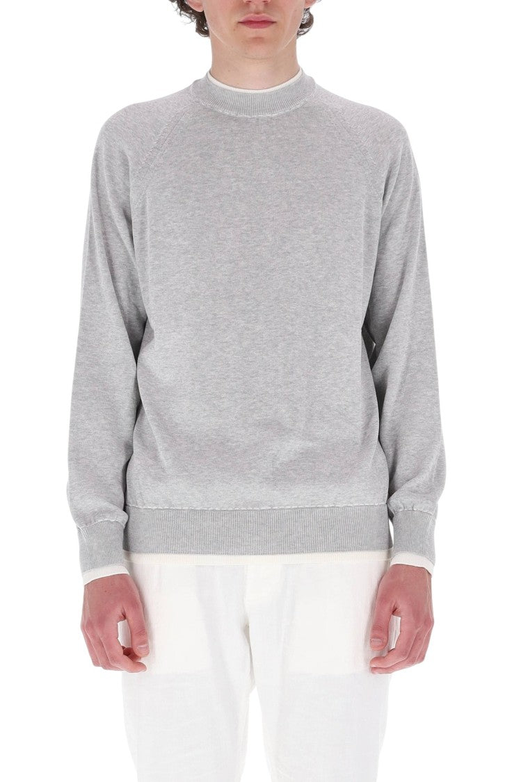 Eleventy Layered-Effect Contrast Trim Crewneck Sweater