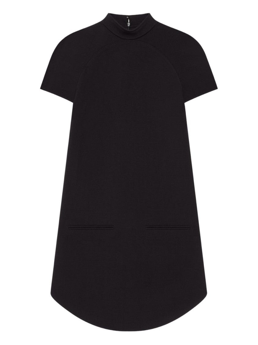 Courrèges Black Funnel Neck Curved Hem Dress
