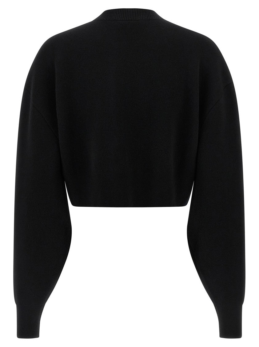 Tom Ford Cropped Black Sweatshirt With Balloon Sleeves And Modern Silhouette