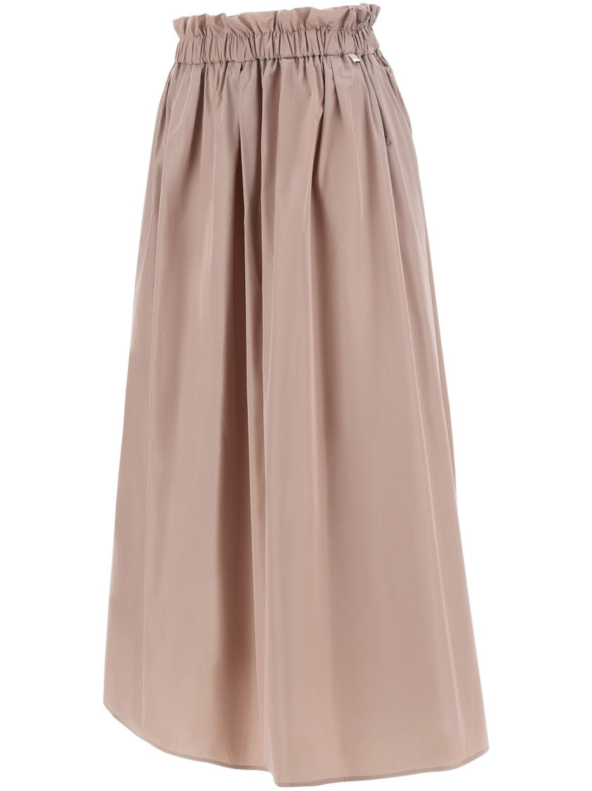Herno Midi Skirt With Gathered Waistband And Soft Pleats