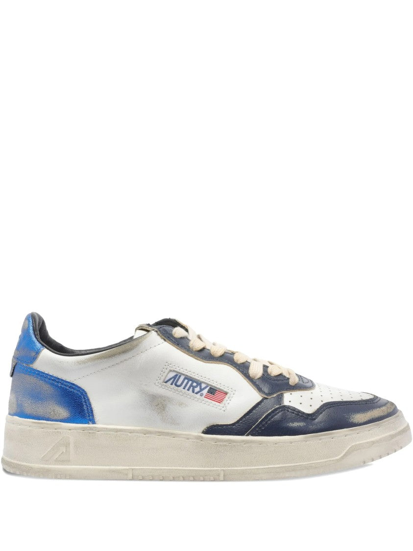 Autry Navy Sup Wint Low Leather Low-Top Sneakers