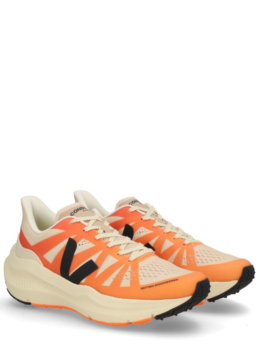 Veja Gradient Orange Sneakers With Bold Black Logo