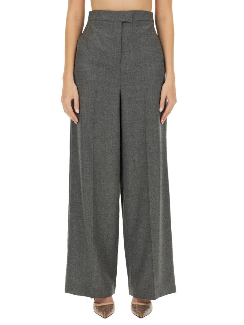 Fendi High-Waisted Wide-Leg Wool Pants