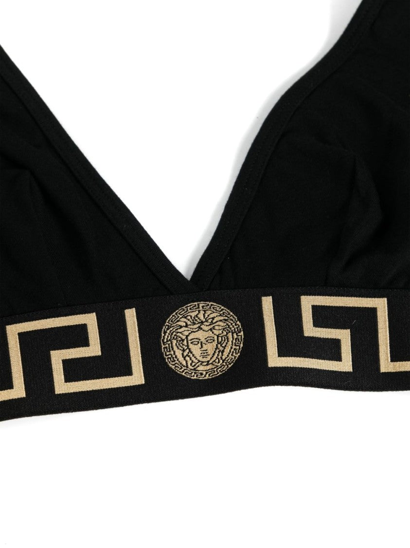 Versace Black Gold-Tone Plunging V-Neck Tank Top