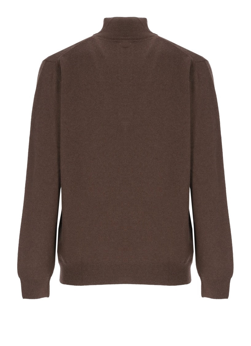 Della Ciana High Neck Merino Wool And Cashmere Sweater With Zip Closure