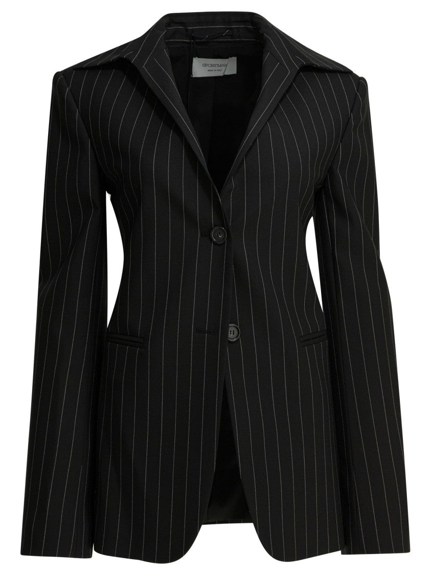 Max Mara Tailored Pinstripe Jacket With Notched Lapel And Structured Fit