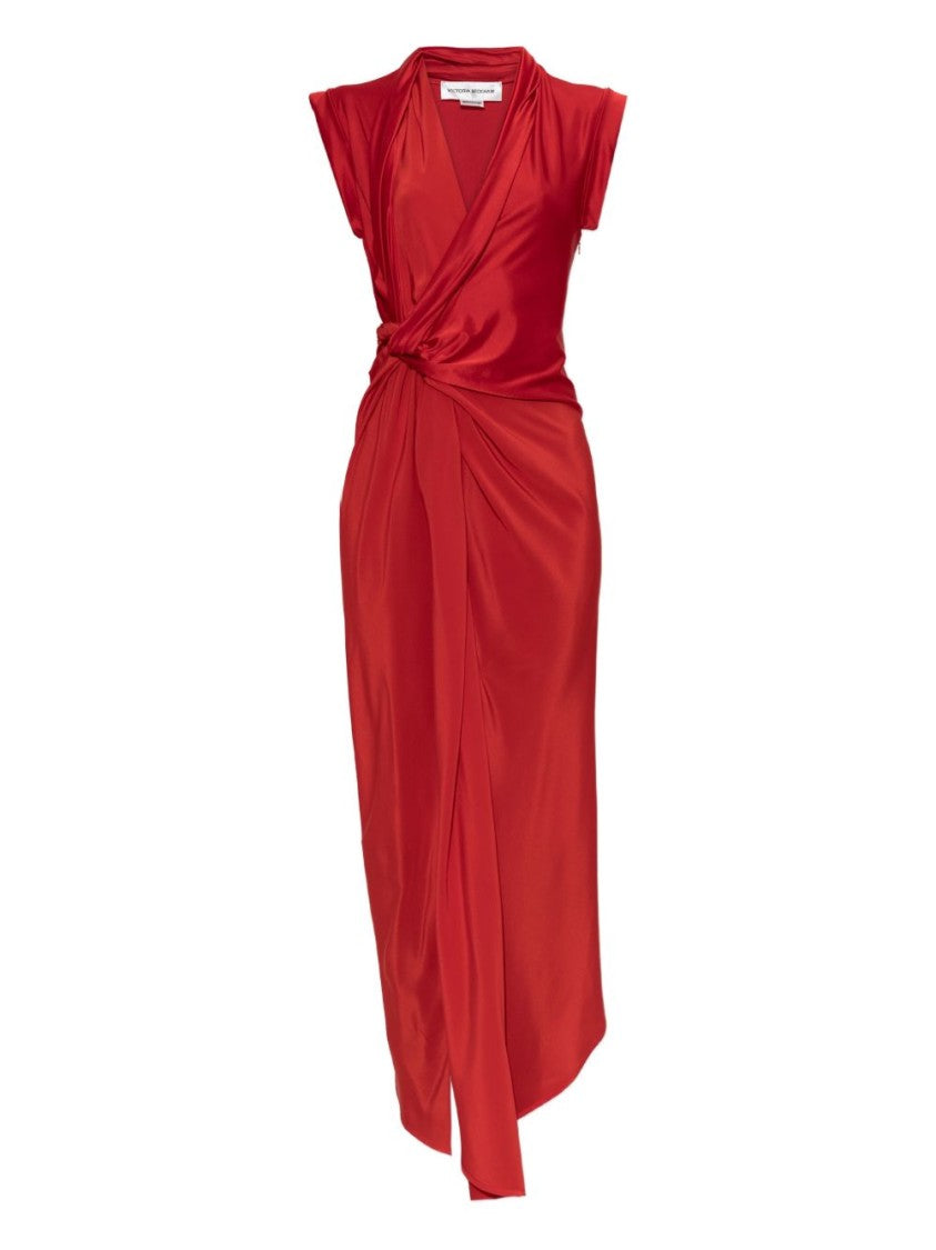Victoria Beckham Draped Wrap Midi Dress
