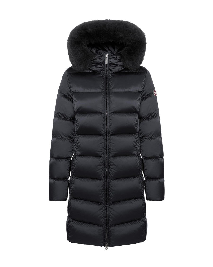 Colmar Mid-Length Black Puffer Coat With Detachable Fur Trim