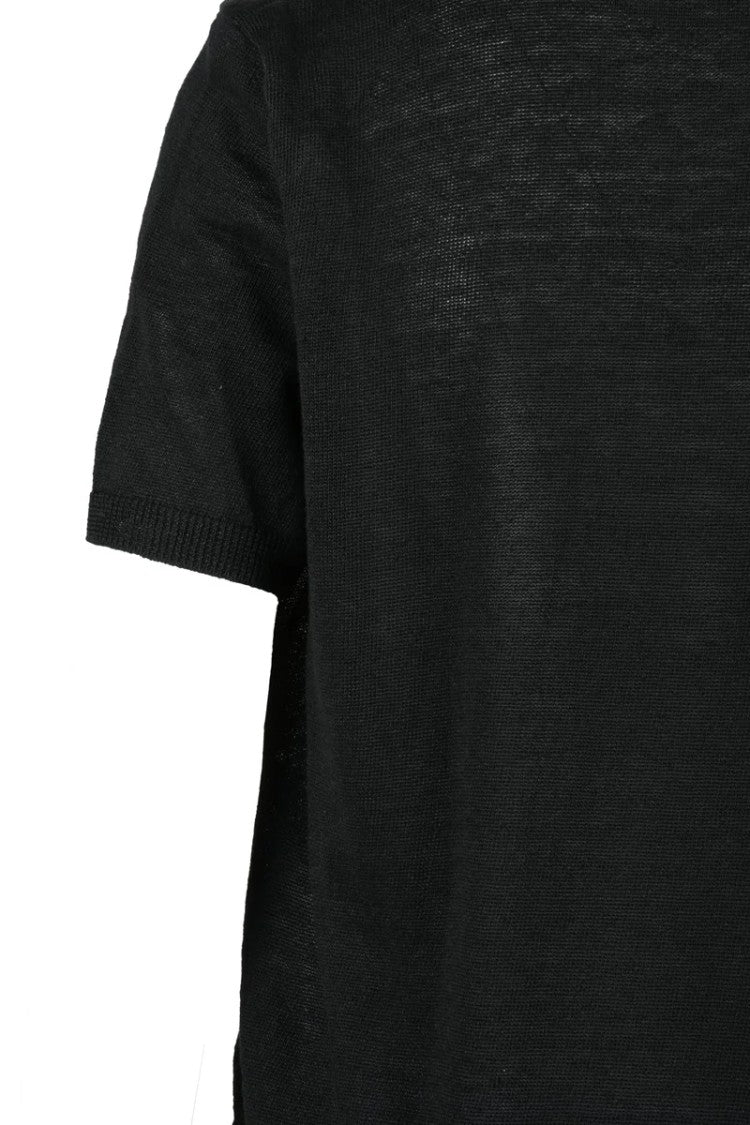 Max Mara Black Pancone Linen Knit Top