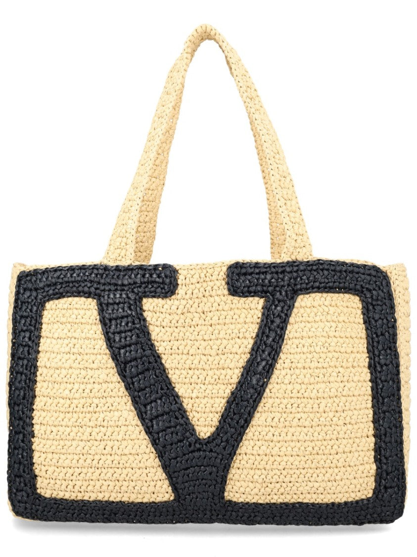 Valentino Garavani Large Woven Shopping Bag With Oversized 'V' Design