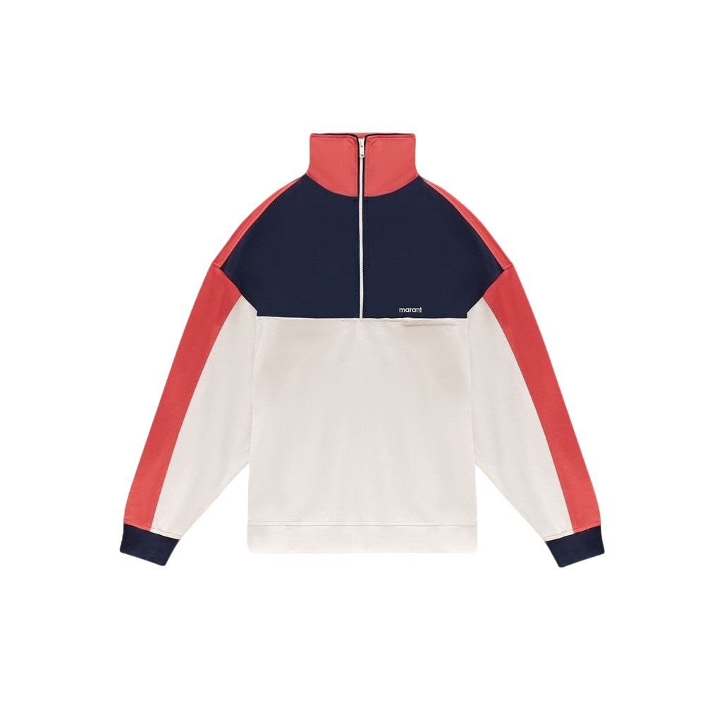 Isabel Marant Color-Blocked Pullover With High Collar And Half-Zip Closure