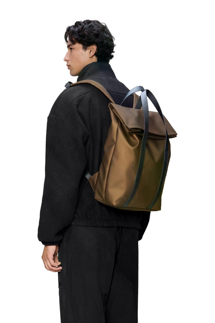 Rains Brown 2 Way Polyester Tote Backpack