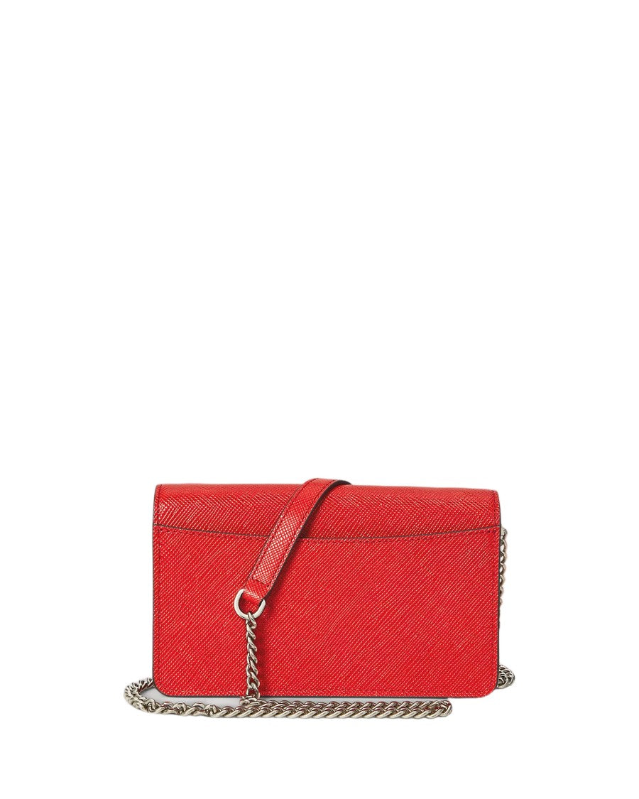 Lauren Ralph Lauren Textured Leather Phone Case In Bright Vermillion