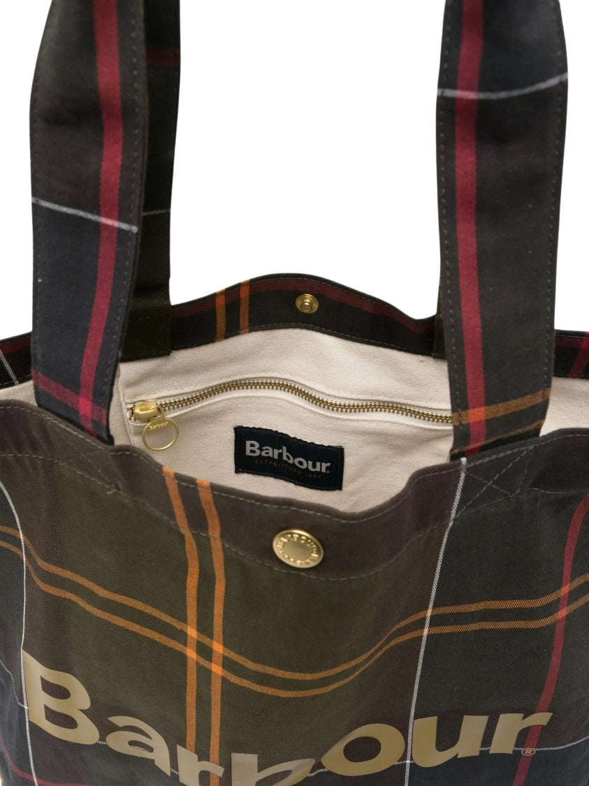 Barbour Spacious Tartan Plaid Tote Bag With Contrasting Logo Print