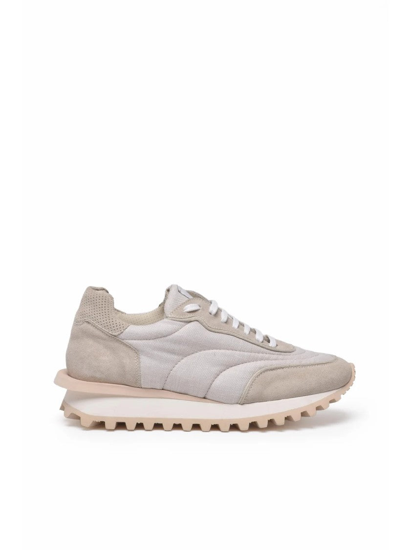 Eleventy Beige Suede Leather Sneakers