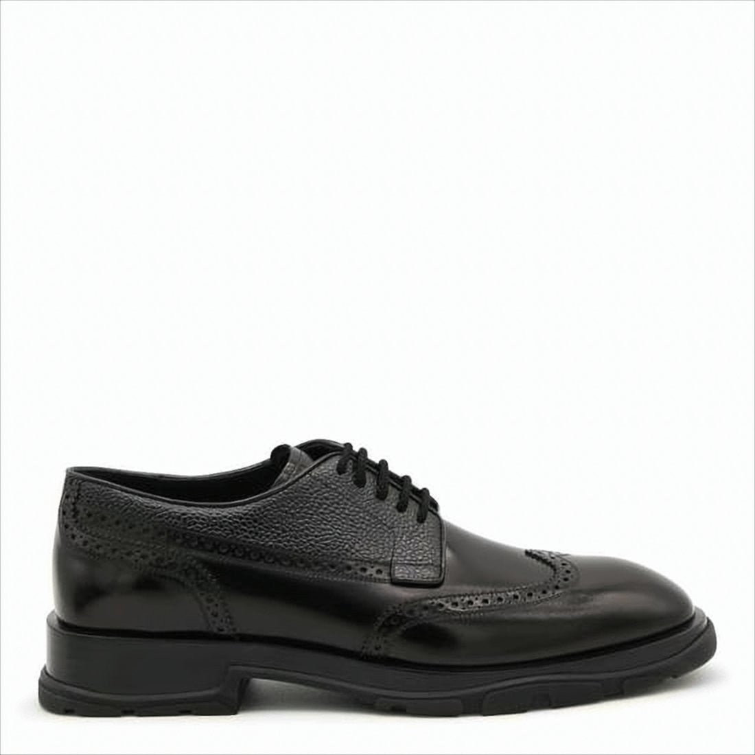 Alexander Mcqueen Leather Wingtip Loafers With Brogue Detailing